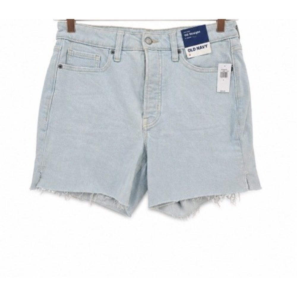 Old Navy Womens 8 High Rise O.G. Straight Buttonfly Light Wash Jean Shorts NWT